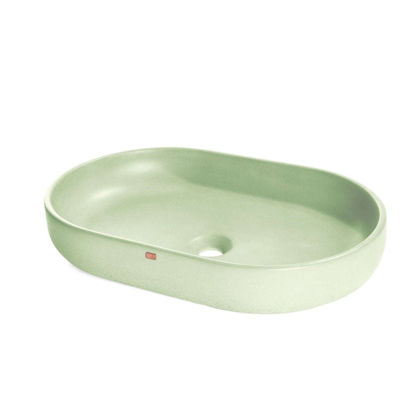 Konkretus Fladd04 22" Ceiba Green Top Mount Oval Vessel Concrete Bathroom Sink