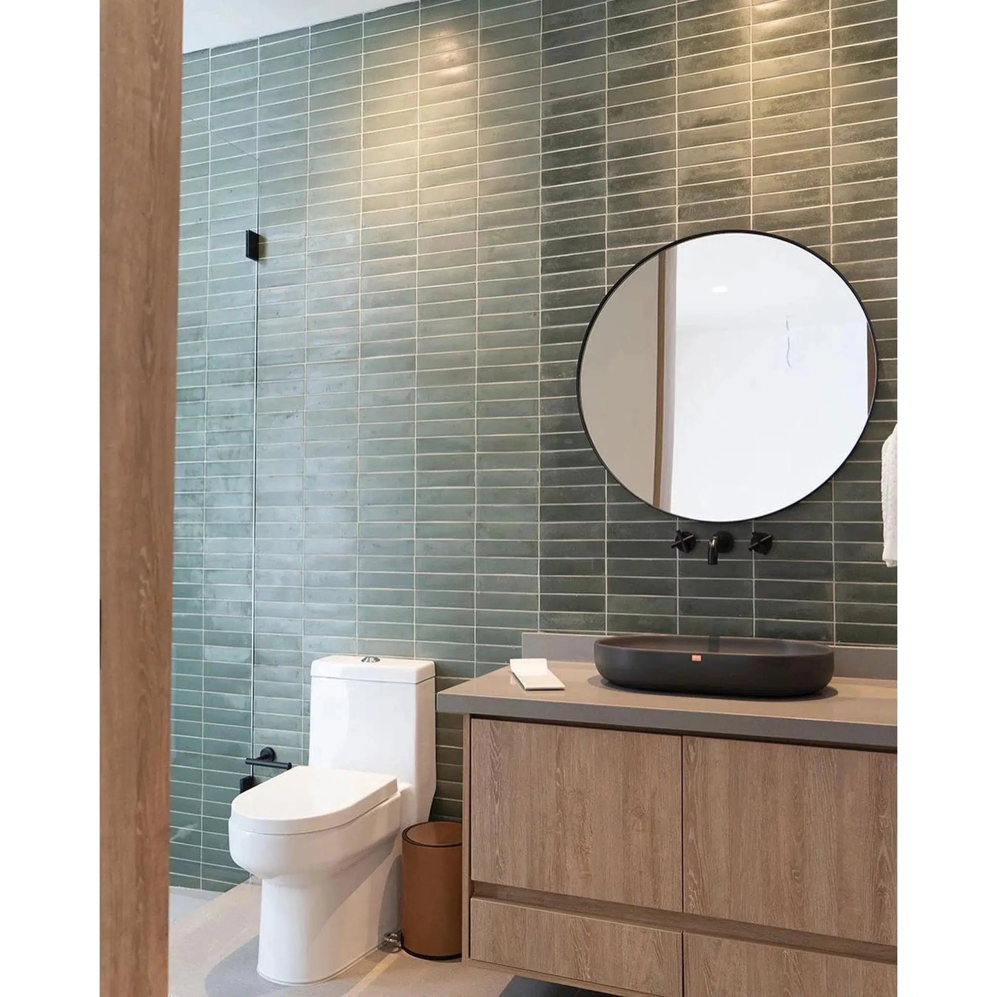 Konkretus Fladd04 22" Coal Black Top Mount Oval Vessel Concrete Bathroom Sink