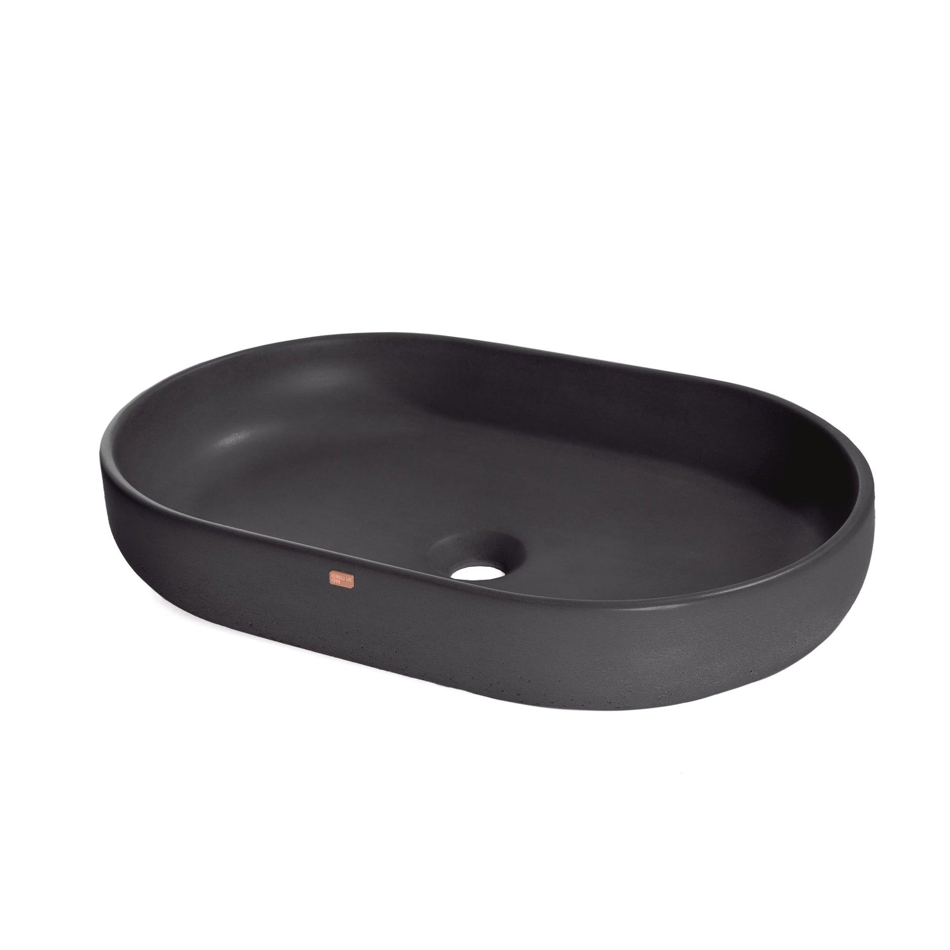 Konkretus Fladd04 22" Coal Black Top Mount Oval Vessel Concrete Bathroom Sink