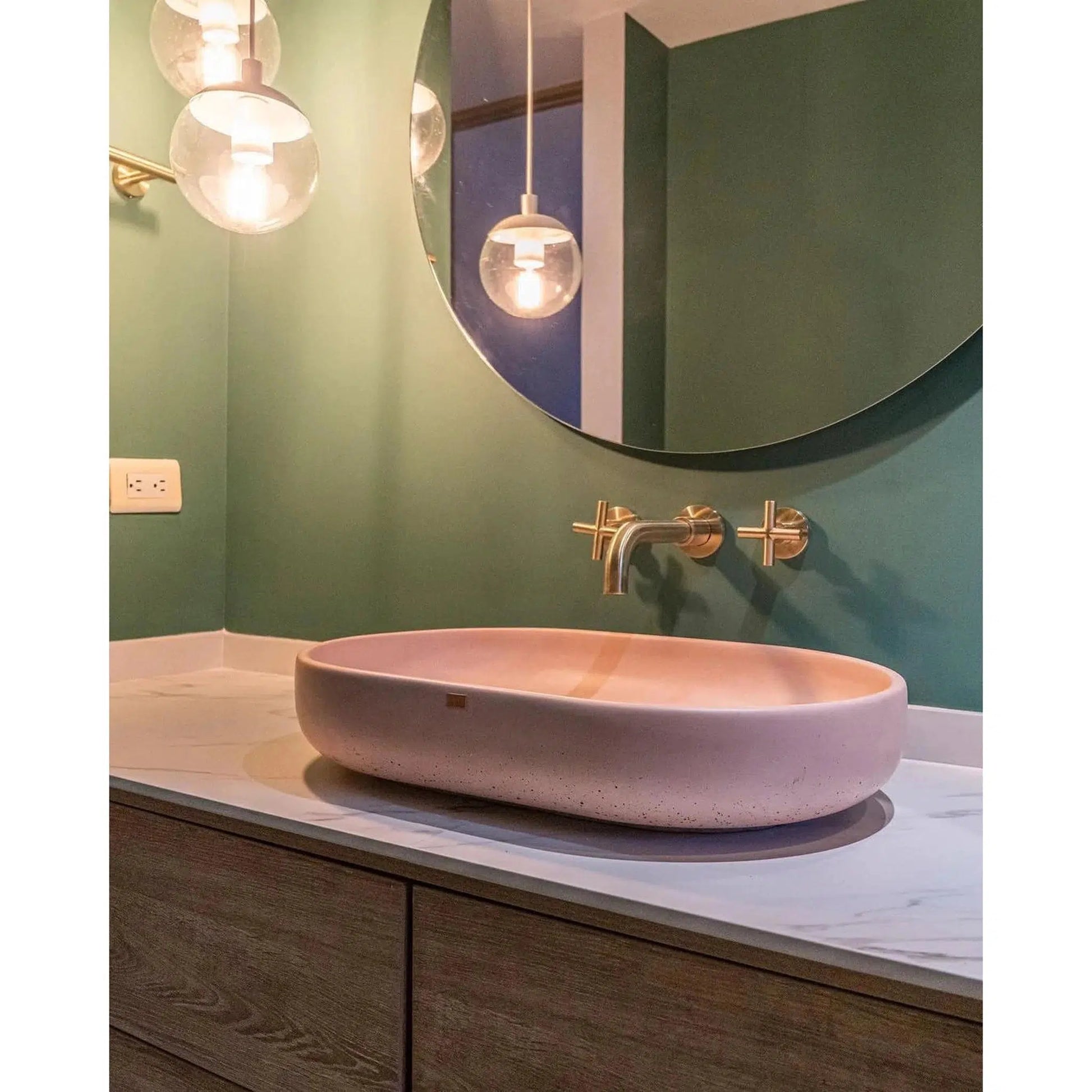 Konkretus Fladd04 22" Coral Light Red Top Mount Oval Vessel Concrete Bathroom Sink