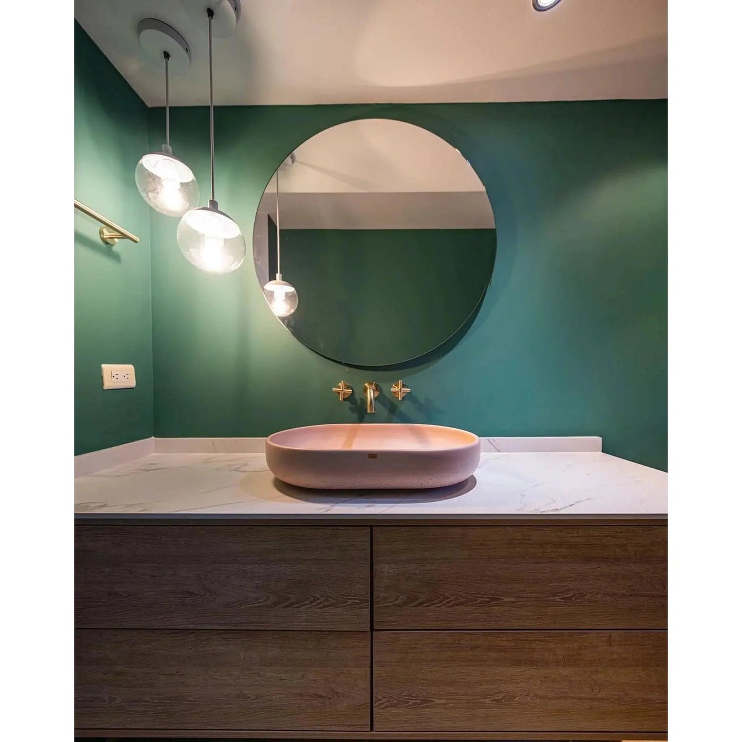 Konkretus Fladd04 22" Coral Light Red Top Mount Oval Vessel Concrete Bathroom Sink