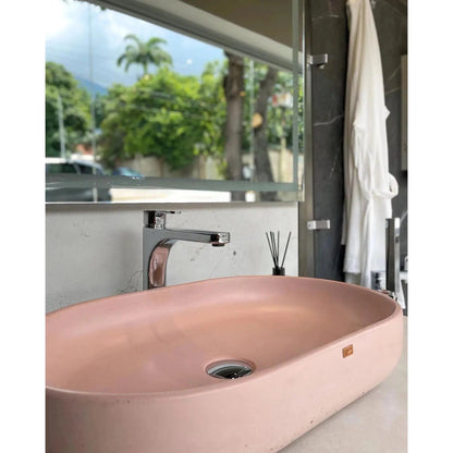 Konkretus Fladd04 22" Coral Light Red Top Mount Oval Vessel Concrete Bathroom Sink