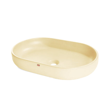 Konkretus Fladd04 22" Dune Yellow Top Mount Oval Vessel Concrete Bathroom Sink