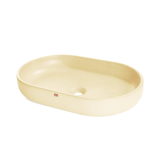 Konkretus Fladd04 22" Dune Yellow Top Mount Oval Vessel Concrete Bathroom Sink