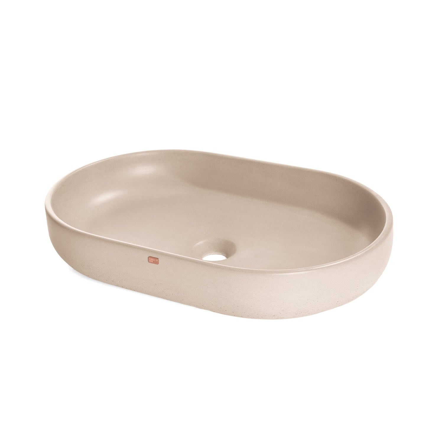 Konkretus Fladd04 22" Linen Beige Top Mount Oval Vessel Concrete Bathroom Sink
