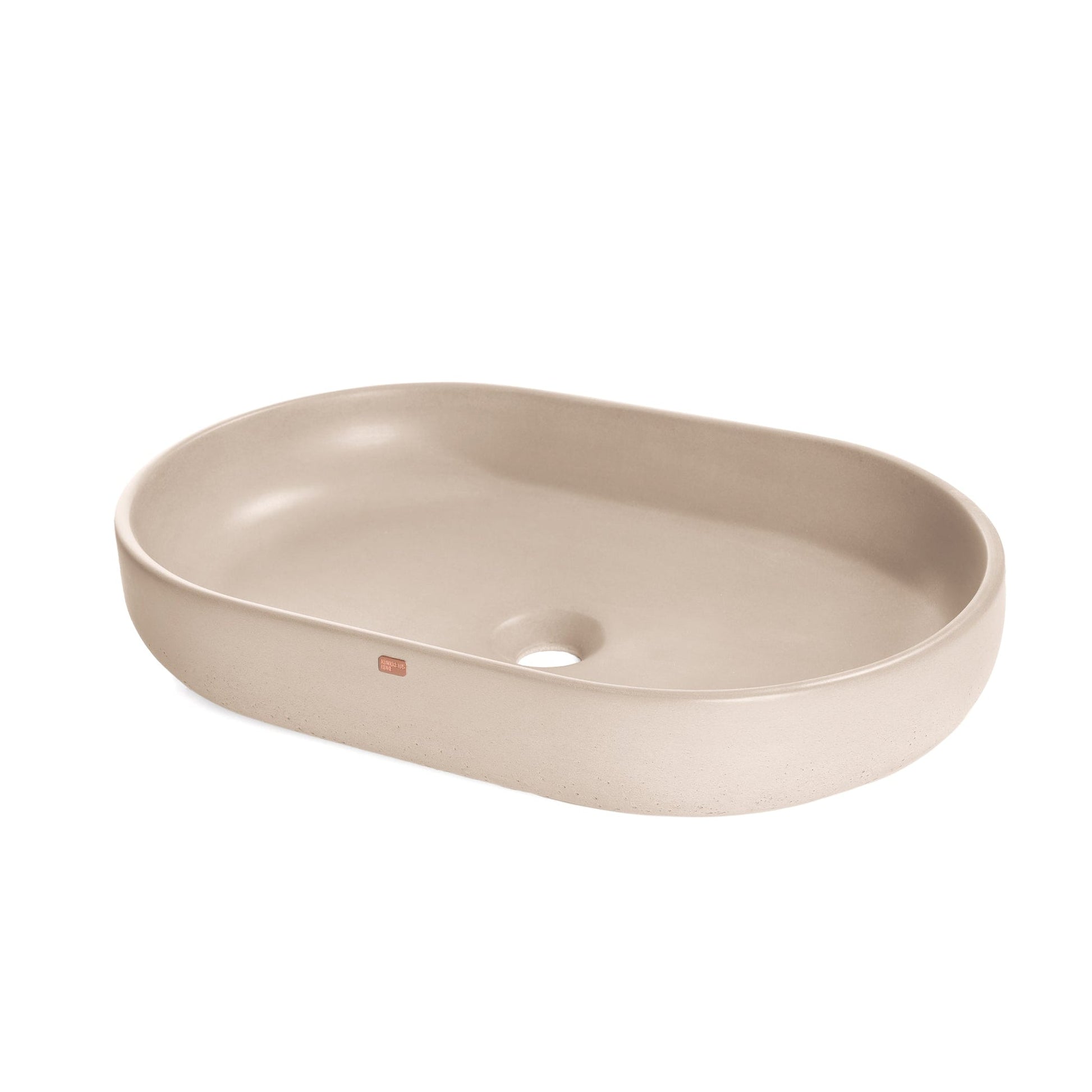 Konkretus Fladd04 22" Linen Beige Top Mount Oval Vessel Concrete Bathroom Sink