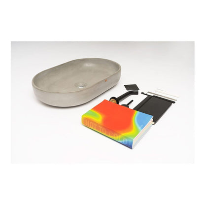 Konkretus Fladd04 22" Rain Gray Top Mount Oval Vessel Concrete Bathroom Sink