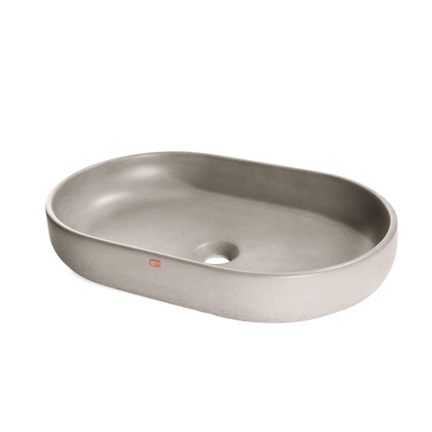 Konkretus Fladd04 22" Rain Gray Top Mount Oval Vessel Concrete Bathroom Sink