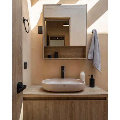 Konkretus Fladd04 22" Shadow Gray Top Mount Oval Vessel Concrete Bathroom Sink