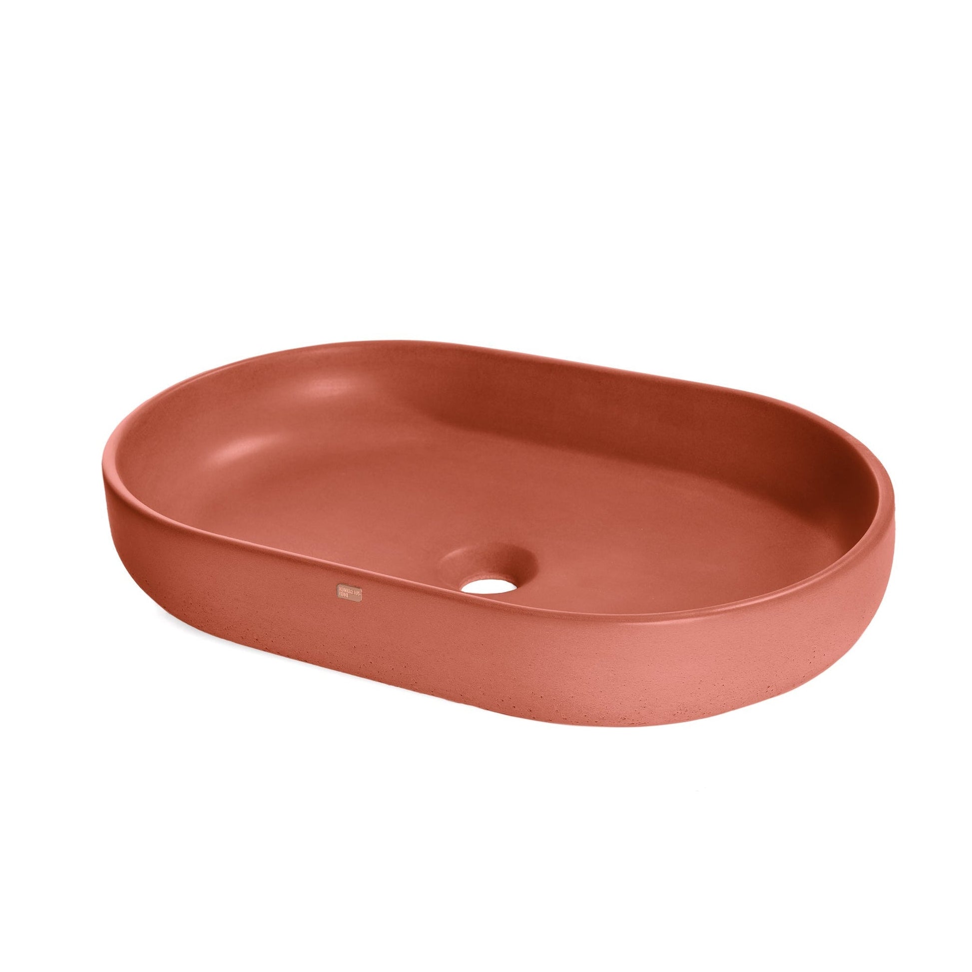 Konkretus Fladd04 22" Terracota Red Top Mount Oval Vessel Concrete Bathroom Sink