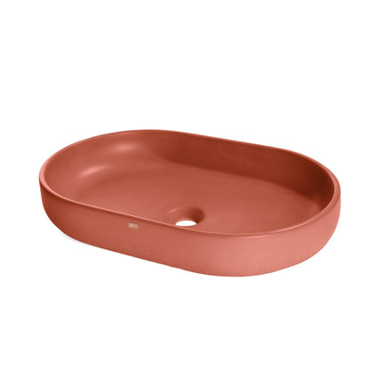 Konkretus Fladd04 22" Terracota Red Top Mount Oval Vessel Concrete Bathroom Sink