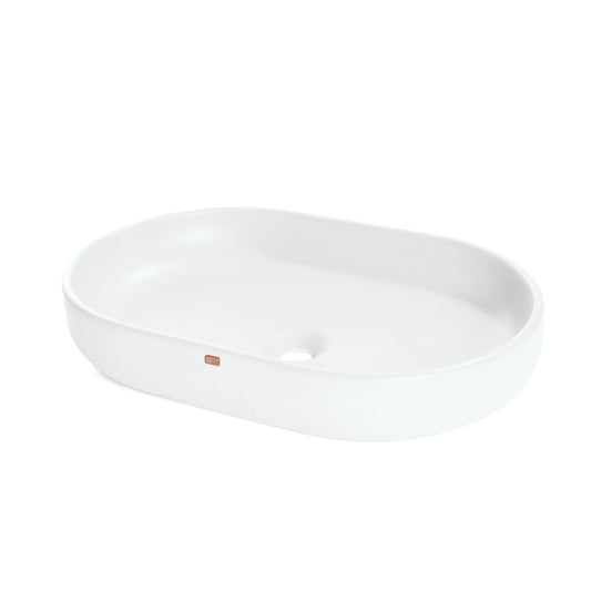 Konkretus Fladd04 22" Tulum White Top Mount Oval Vessel Concrete Bathroom Sink