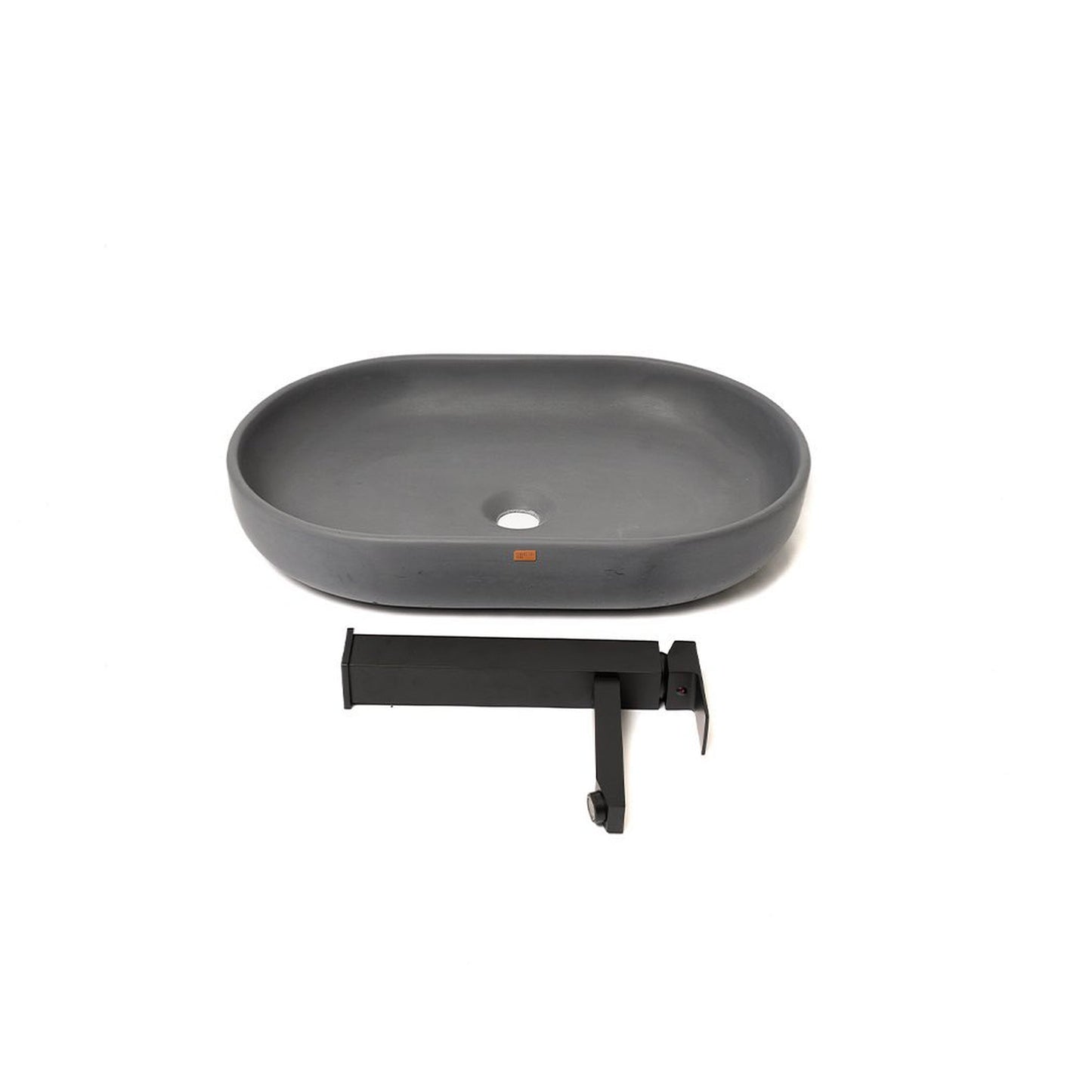 Konkretus Fladd04 22" Volcanic Gray Top Mount Oval Vessel Concrete Bathroom Sink