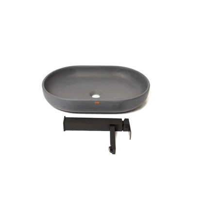 Konkretus Fladd04 22" Volcanic Gray Top Mount Oval Vessel Concrete Bathroom Sink