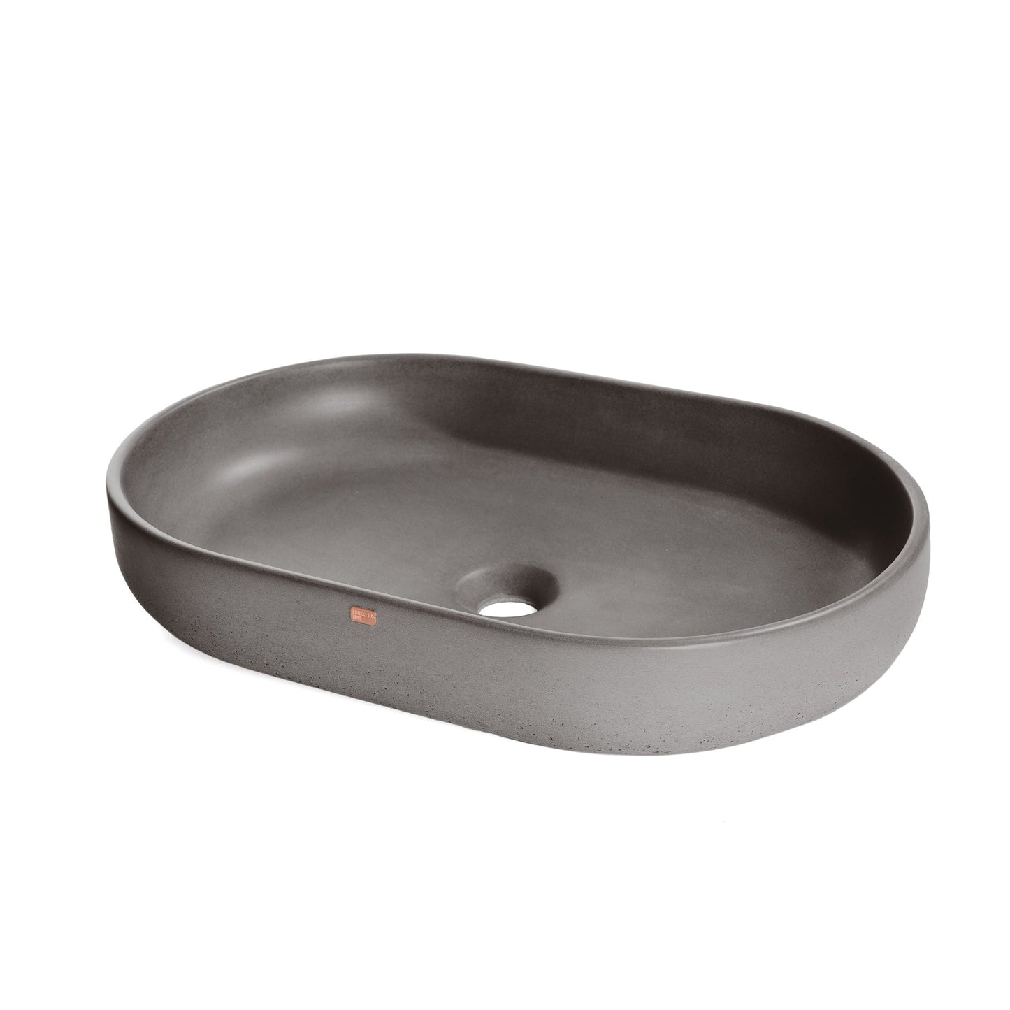Konkretus Fladd04 22" Volcanic Gray Top Mount Oval Vessel Concrete Bathroom Sink