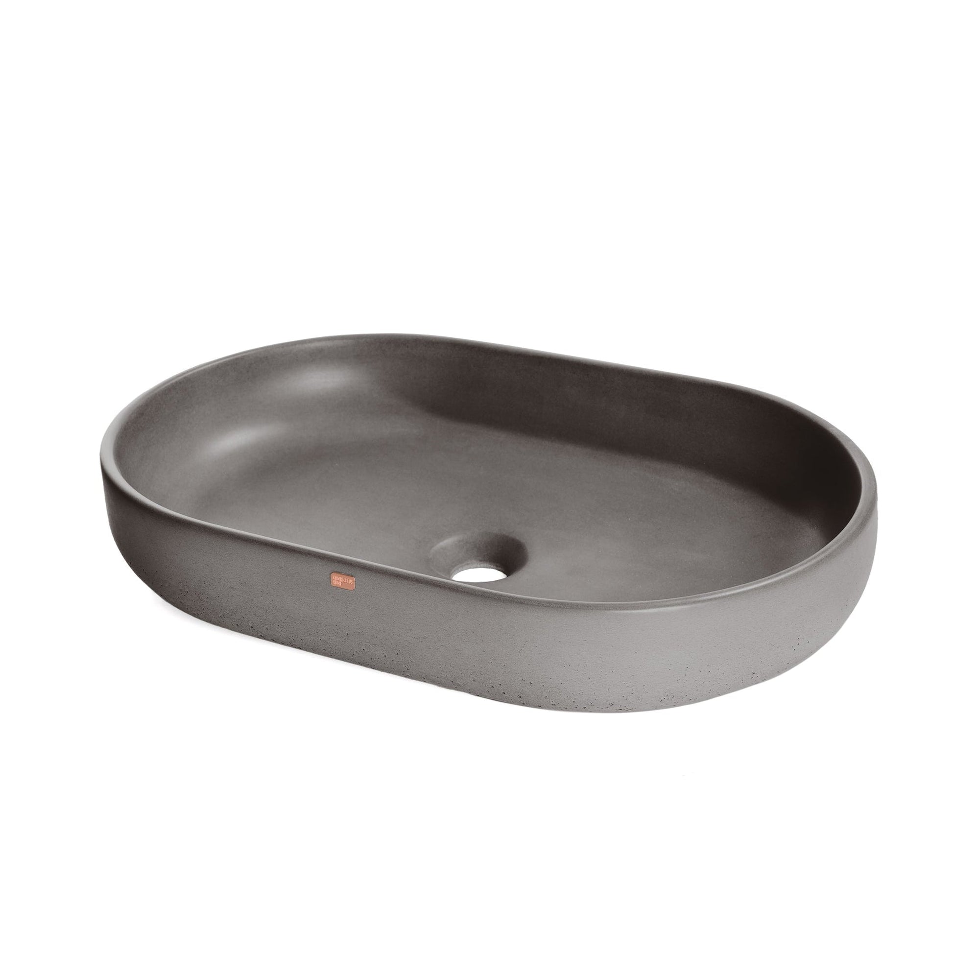 Konkretus Fladd04 22" Volcanic Gray Top Mount Oval Vessel Concrete Bathroom Sink