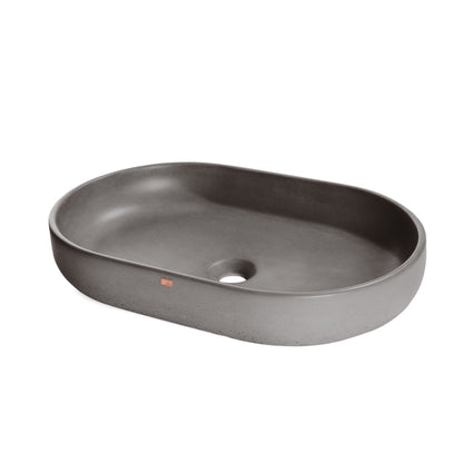 Konkretus Fladd04 22" Volcanic Gray Top Mount Oval Vessel Concrete Bathroom Sink