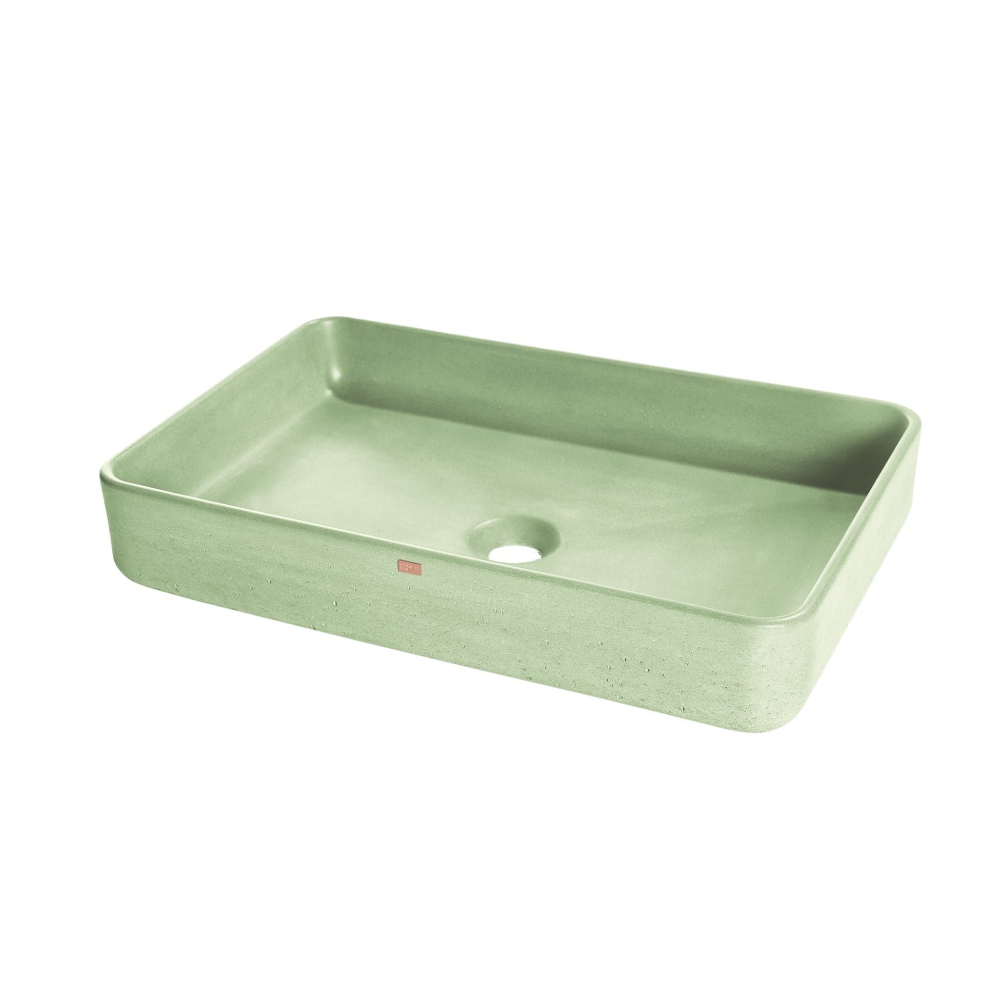 Konkretus Fladd05 22" Ceiba Green Top Mount Rectangular Vessel Concrete Bathroom Sink