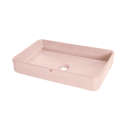 Konkretus Fladd05 22" Coral Light Red Top Mount Rectangular Vessel Concrete Bathroom Sink