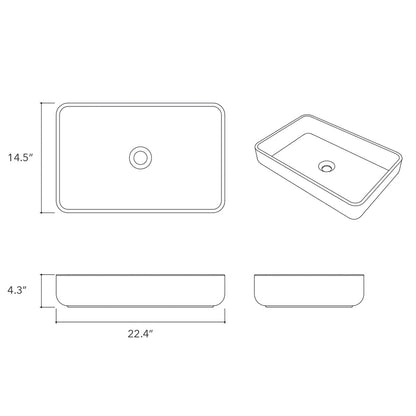 Konkretus Fladd05 22" Terracota Red Top Mount Rectangular Vessel Concrete Bathroom Sink