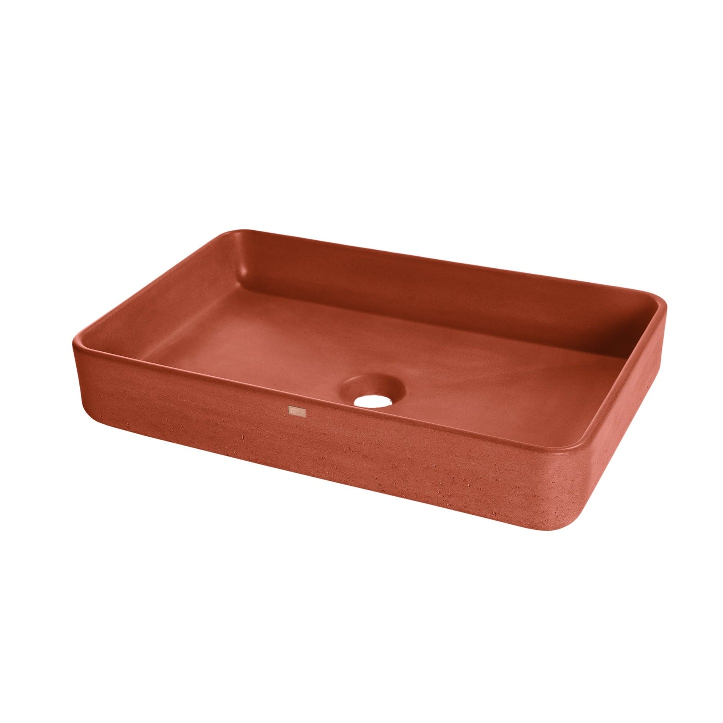 Konkretus Fladd05 22" Terracota Red Top Mount Rectangular Vessel Concrete Bathroom Sink