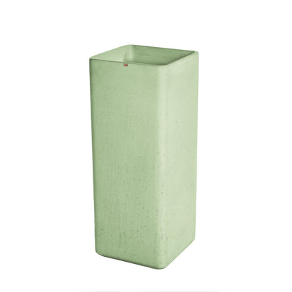 Konkretus Fladd06 15" Ceiba Green Square Pedestal Concrete Bathroom Sink