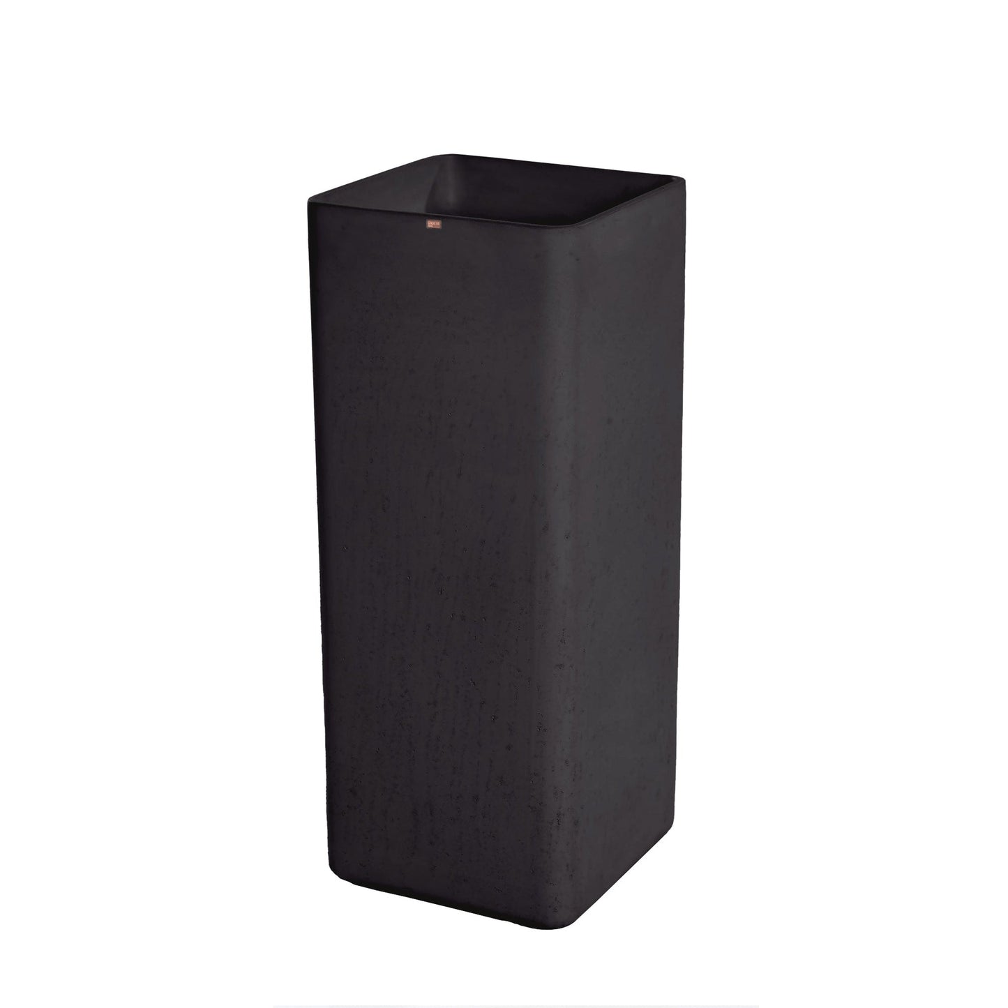 Konkretus Fladd06 15" Coal Black Square Pedestal Concrete Bathroom Sink