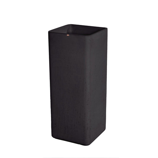 Konkretus Fladd06 15" Coal Black Square Pedestal Concrete Bathroom Sink