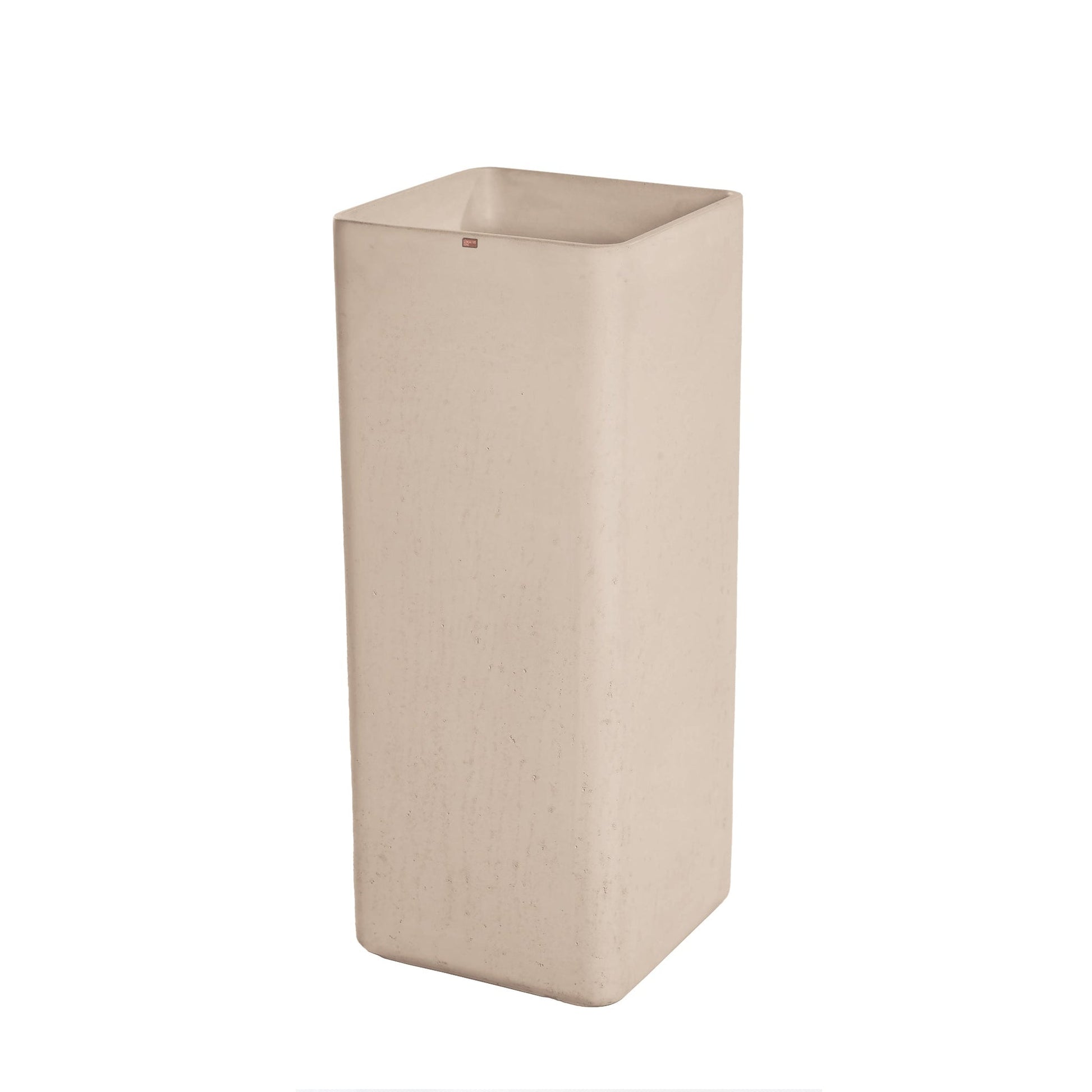 Konkretus Fladd06 15" Linen Beige Square Pedestal Concrete Bathroom Sink