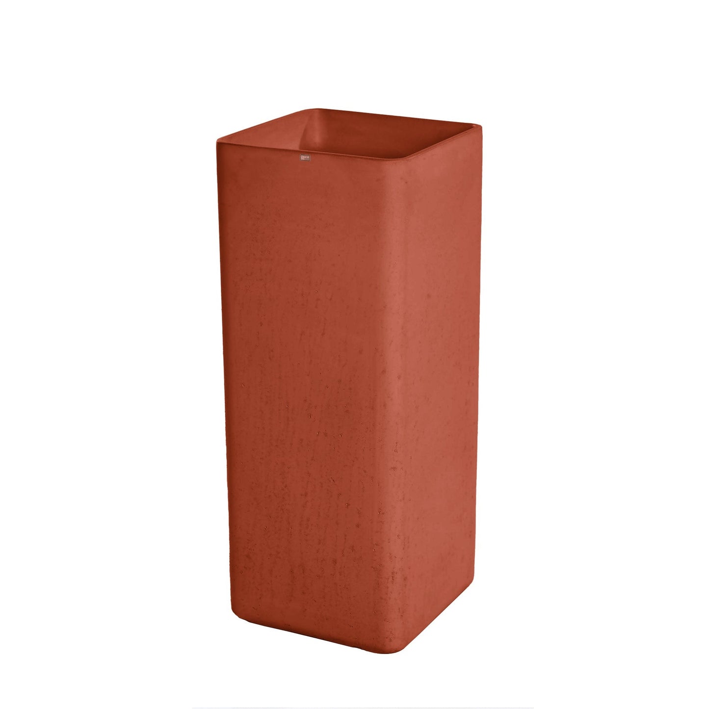 Konkretus Fladd06 15" Terracota Red Square Pedestal Concrete Bathroom Sink