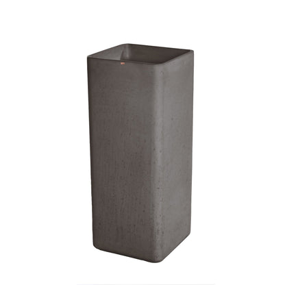 Konkretus Fladd06 15" Volcanic Gray Square Pedestal Concrete Bathroom Sink
