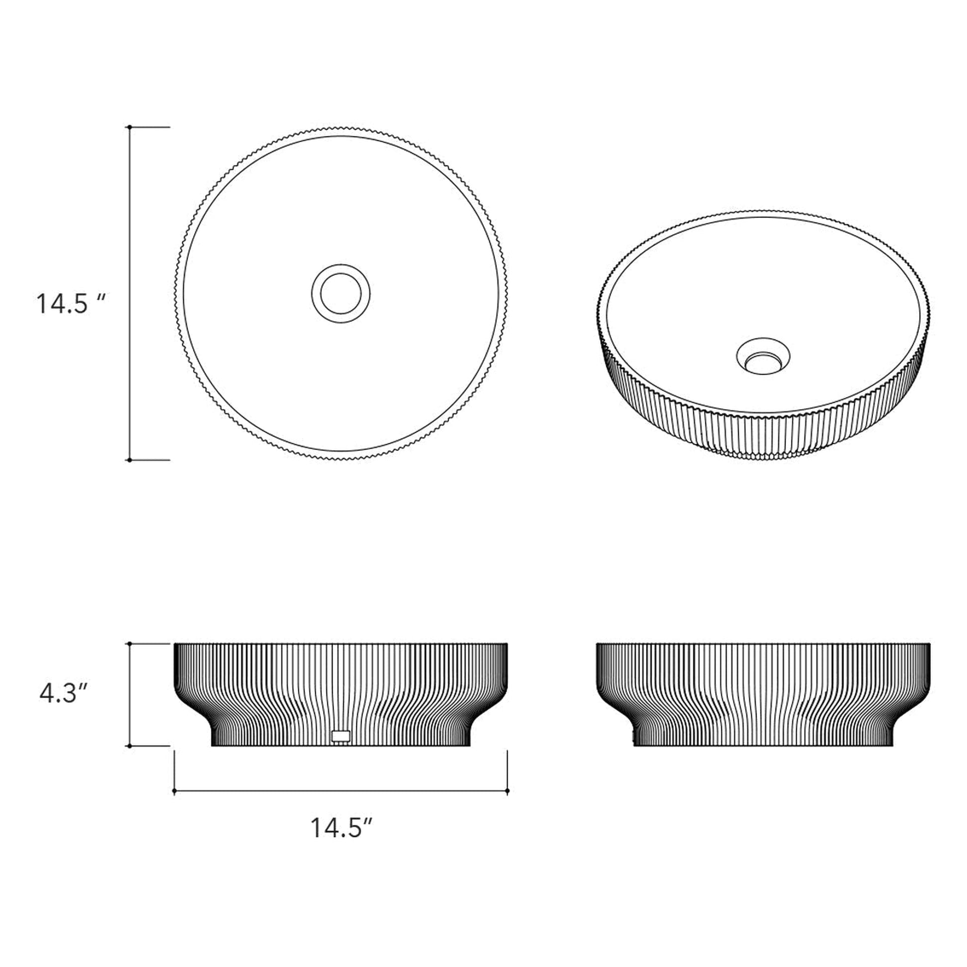 Konkretus Lotus01 15" Coal Black Top Mount Vessel Concrete Bathroom Sink