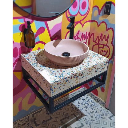 Konkretus Lotus01 15" Coral Light Red Top Mount Vessel Concrete Bathroom Sink