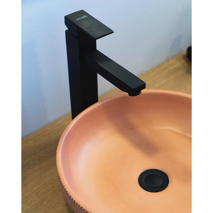 Konkretus Lotus01 15" Coral Light Red Top Mount Vessel Concrete Bathroom Sink