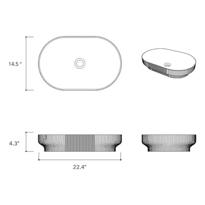 Konkretus Lotus02 22" Amazonic Green Top Mount Oval Vessel Concrete Bathroom Sink