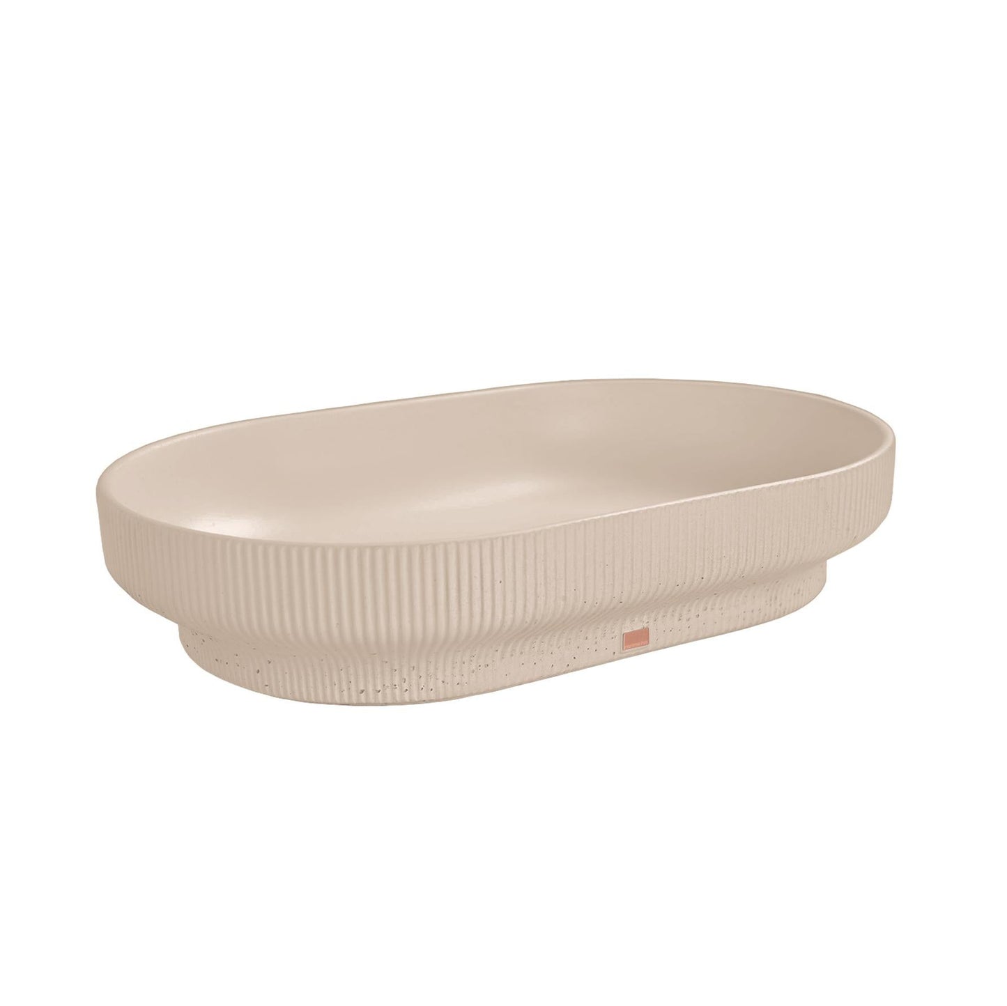 Konkretus Lotus02 22" Linen Beige Top Mount Oval Vessel Concrete Bathroom Sink