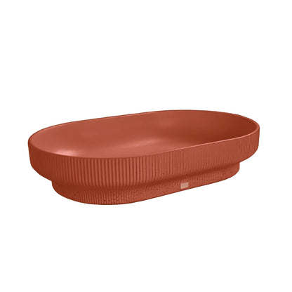 Konkretus Lotus02 22" Terracotta Red Top Mount Oval Vessel Concrete Bathroom Sink