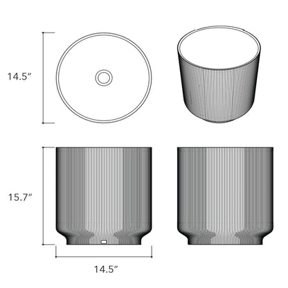 Konkretus Lotus05 15" Shadow Gray Top Mount Semi Pedestal Concrete Bathroom Sink