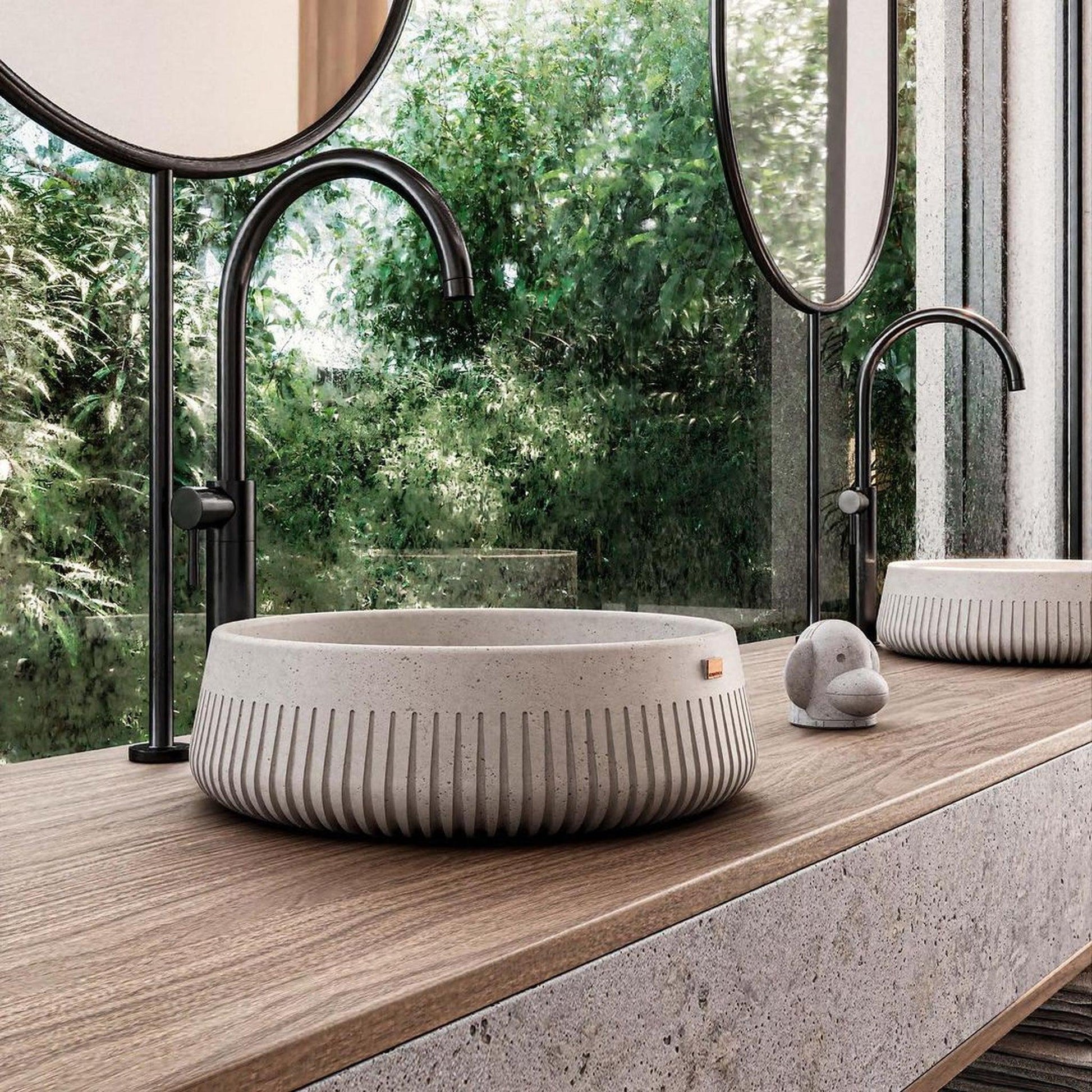 Konkretus Papua01 15" Shadow Gray Top Mount Vessel Concrete Bathroom Sink