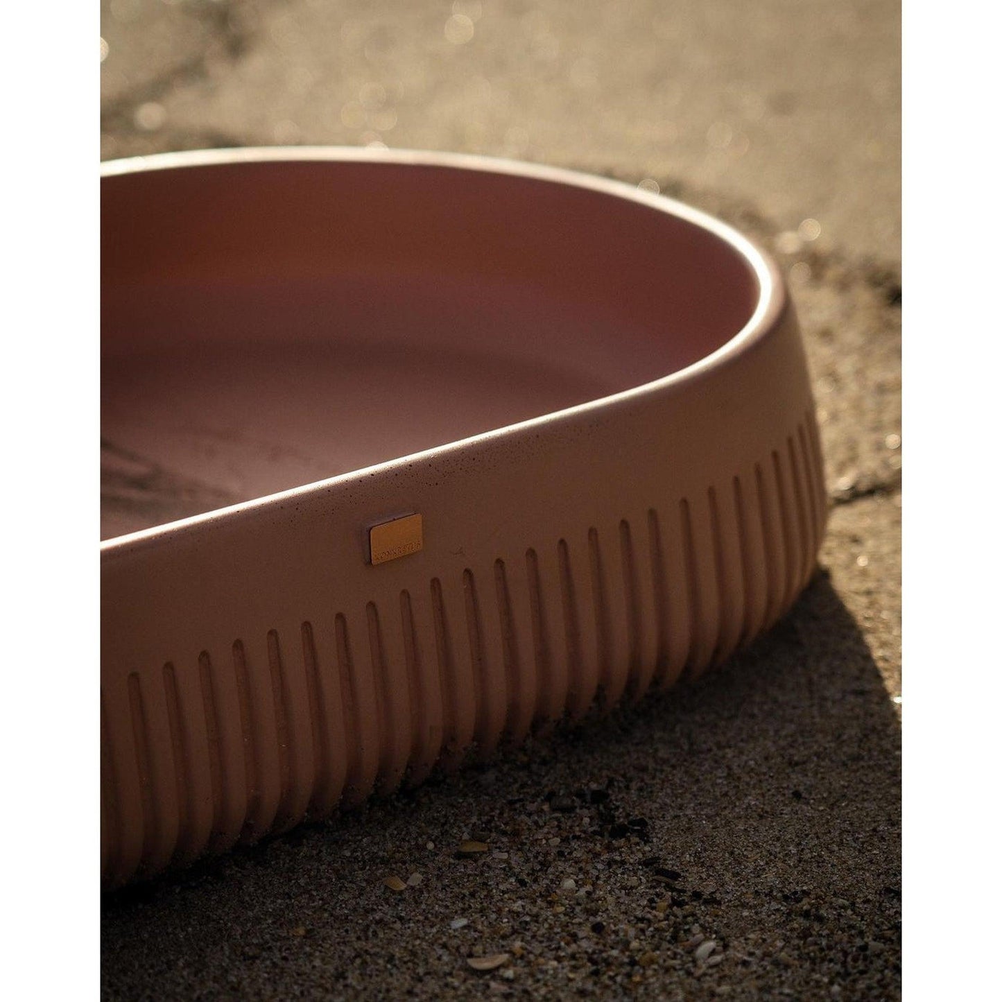 Konkretus Papua02 22" Coral Light Red Top Mount Vessel Concrete Bathroom Sink