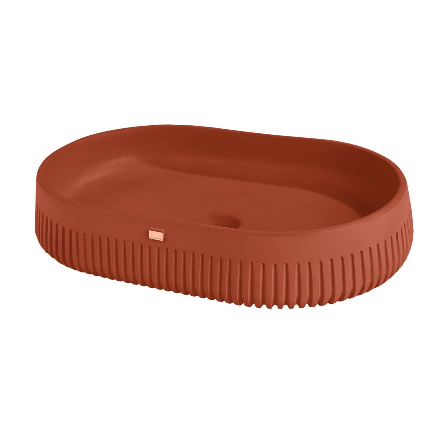 Konkretus Papua02 22" Terracotta Red Top Mount Vessel Concrete Bathroom Sink