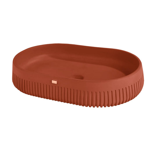 Konkretus Papua02 22" Terracotta Red Top Mount Vessel Concrete Bathroom Sink