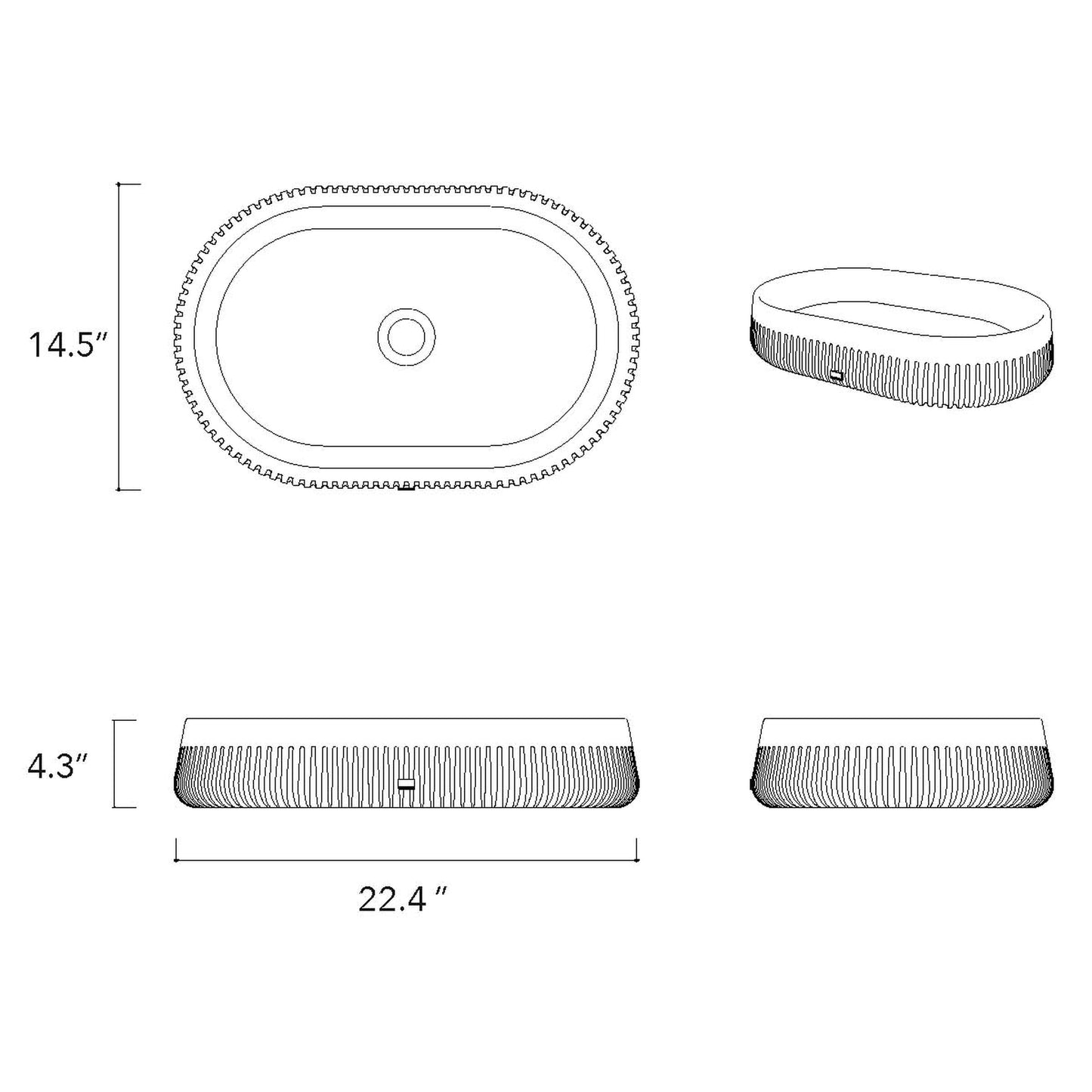 Konkretus Papua02 22" Tulum White Top Mount Vessel Concrete Bathroom Sink