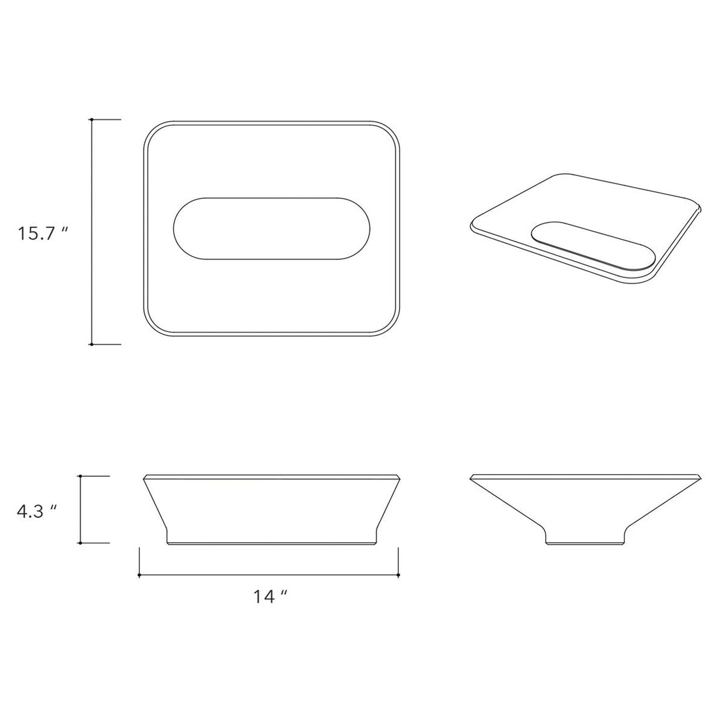 Konkretus Pondok01 14" Amazonic Green Top Mount Rectangular Vessel Concrete Bathroom Sink