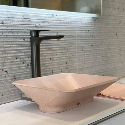 Konkretus Pondok01 14" Coral Light Red Top Mount Rectangular Vessel Concrete Bathroom Sink