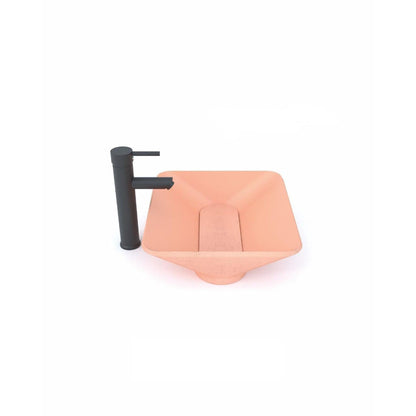 Konkretus Pondok01 14" Coral Light Red Top Mount Rectangular Vessel Concrete Bathroom Sink