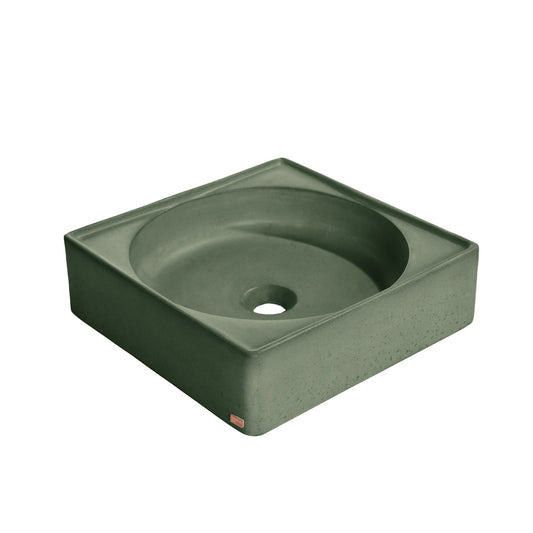 Konkretus Selv01 15" Amazonic Green Top Mount Square Vessel Concrete Bathroom Sink