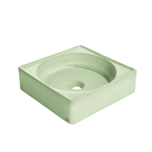 Konkretus Selv01 15" Ceiba Green Top Mount Square Vessel Concrete Bathroom Sink