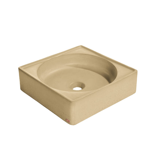 Konkretus Selv01 15" Desert Brown Top Mount Square Vessel Concrete Bathroom Sink