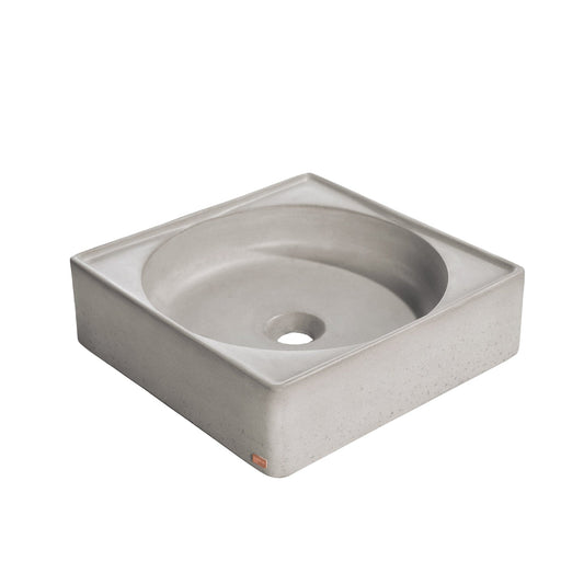 Konkretus Selv01 15" Rain Gray Top Mount Square Vessel Concrete Bathroom Sink